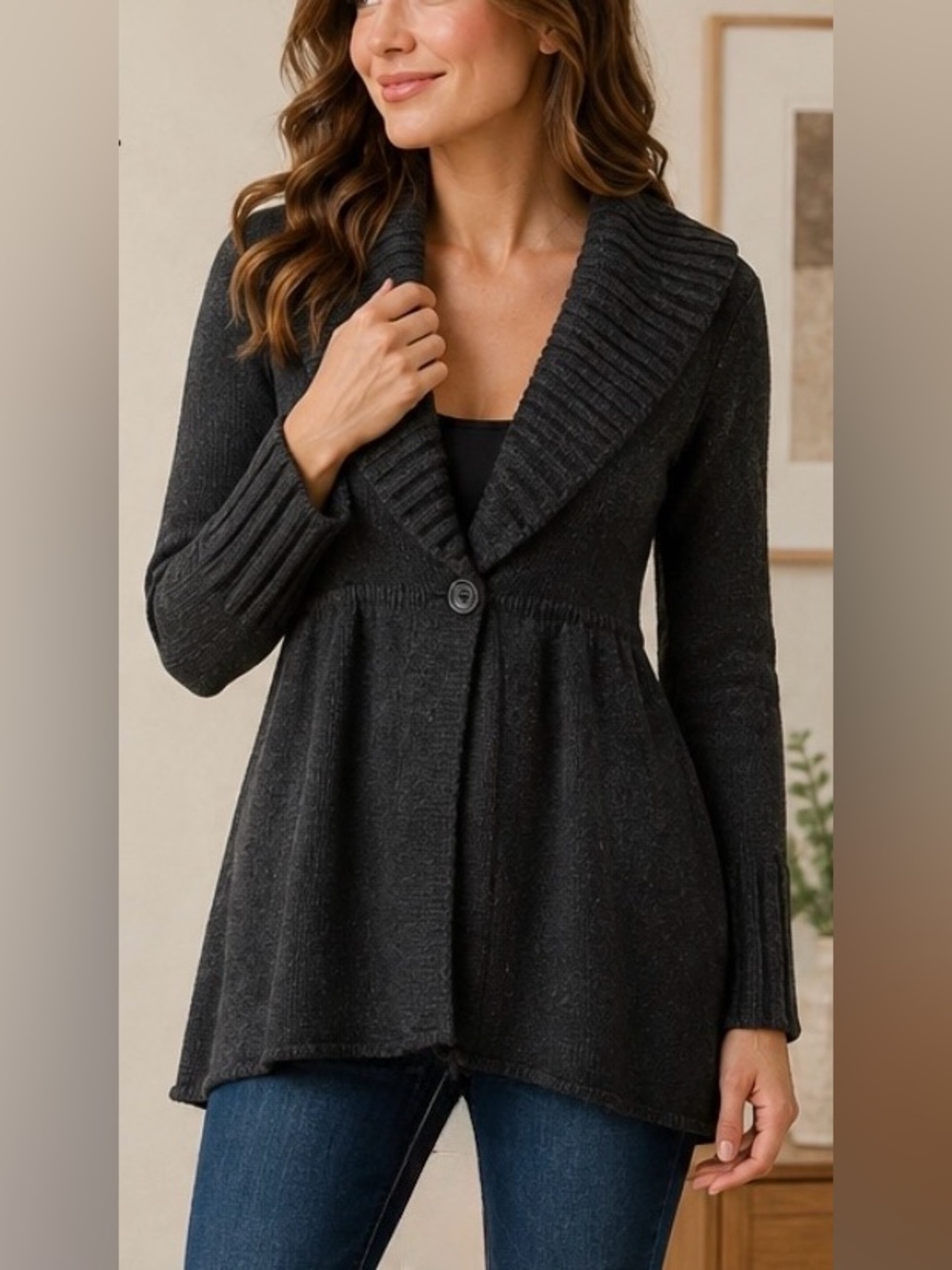 Talula by Aritzia Cashmere Angora Blend Shawl Collar Cardigan Sweater Large